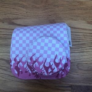 Pink checker and flame Instacart mini camera bag